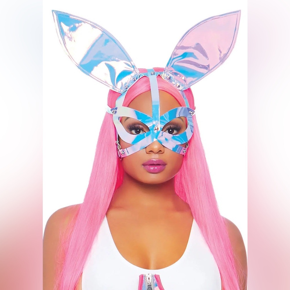 Holographic Bunny Ear Vinyl Mask (NIB)